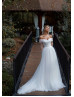 Strapless White Satin Tulle Wedding Dress With Detachable Bolero